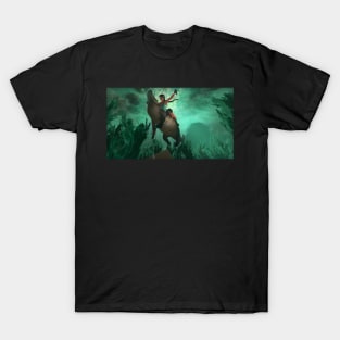 Lara Croft fighting a crocodile T-Shirt